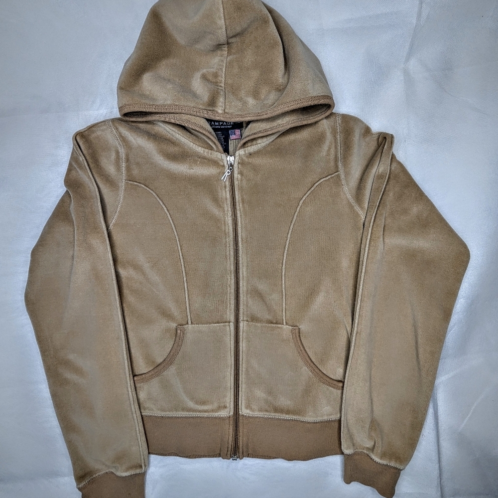 Y2K Rampage Zip Front Cotton Velour Track Jacket - Picture 2 of 10